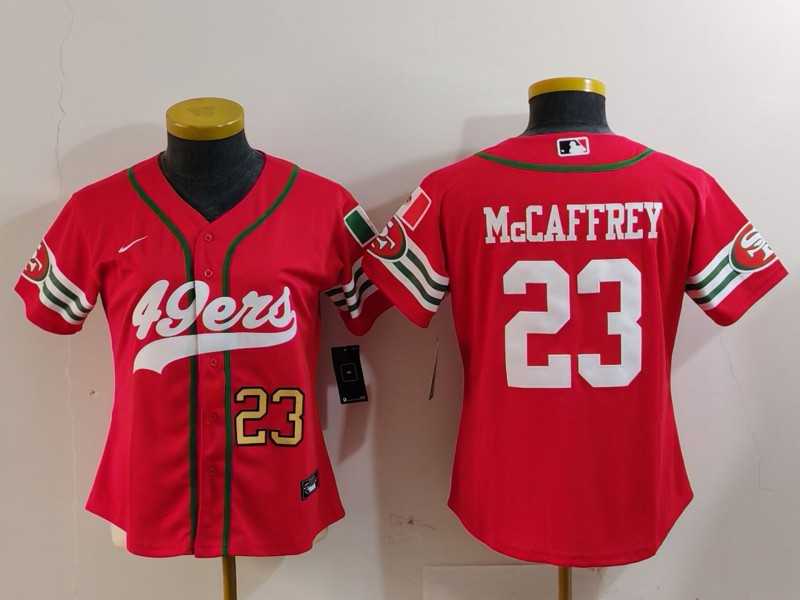 Women%27s San Francisco 49ers #23 Christian McCaffrey Red Mexico Cool Base Stitched Baseball Jerseys